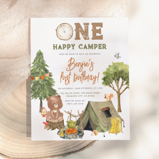 Budget One Happy Camper Wood Bear Boy 1. Geburtsta