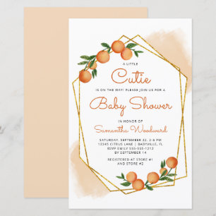 Budget Orange Little Cutie Baby Shower Einladung
