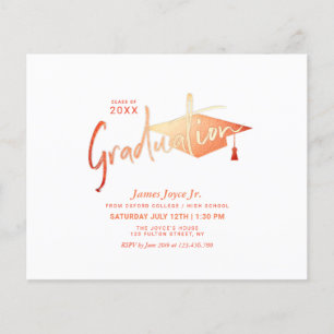 Budget Orange Minimal Graduation Party Einladungen Flyer