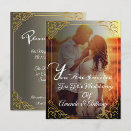 Budget Overlay Foto elegante Hochzeitseinladung Einladungspostkarte
