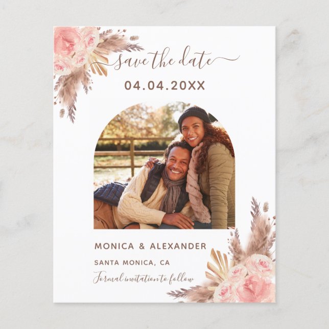 Budget pampas Foto qr Code Hochzeit Speichern Sie  (Vorderseite)