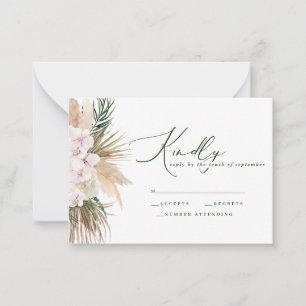 Budget Pampas Gras Hochzeit rustikale Antwort Mitteilungskarte