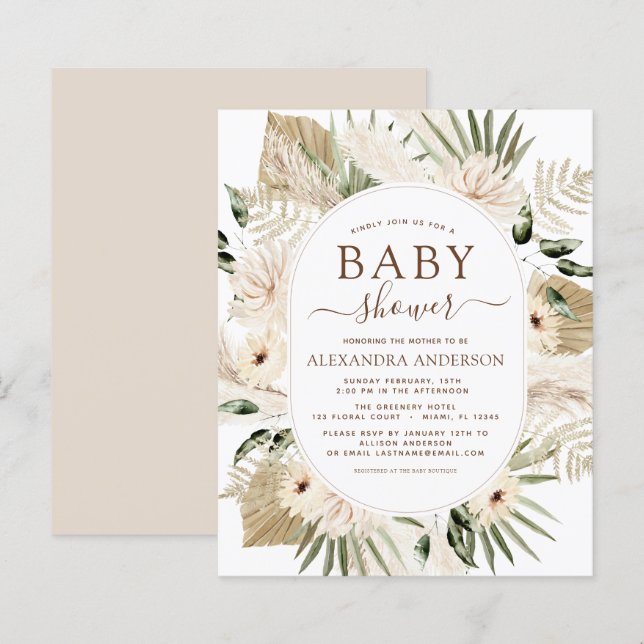 Budget Pampas Grass Baby Shower Boho Eucalyptus (Vorne/Hinten)