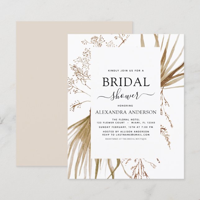 Budget Pampas Grass Bohemisch Boho Brautparty (Vorne/Hinten)