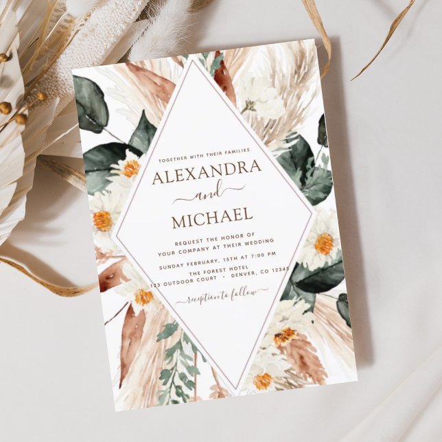 Budget Pampas Grass Boho Eucalyptus Wedding Flyer (Von Creator hochgeladen)