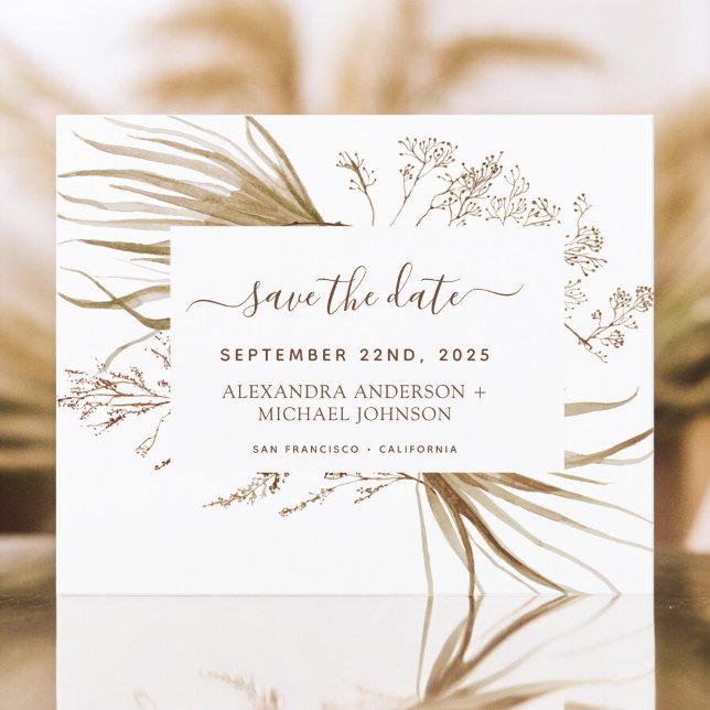 Budget Pampas Grass Boho Save the Date Flyer (Von Creator hochgeladen)