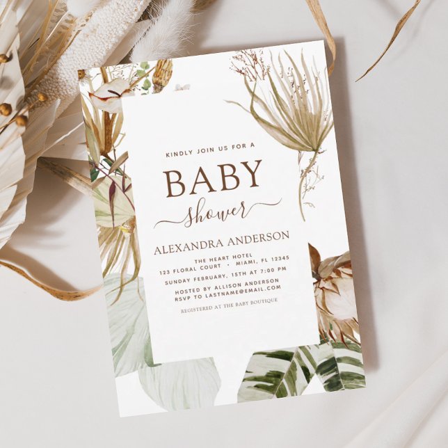 Budget Pampas Grass Boho Tropical Baby Dusche Flye Flyer (Von Creator hochgeladen)