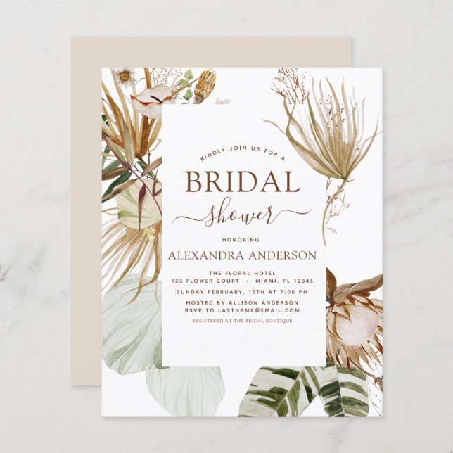 Budget Pampas Grass Boho Tropical Brautparty (Vorne/Hinten)