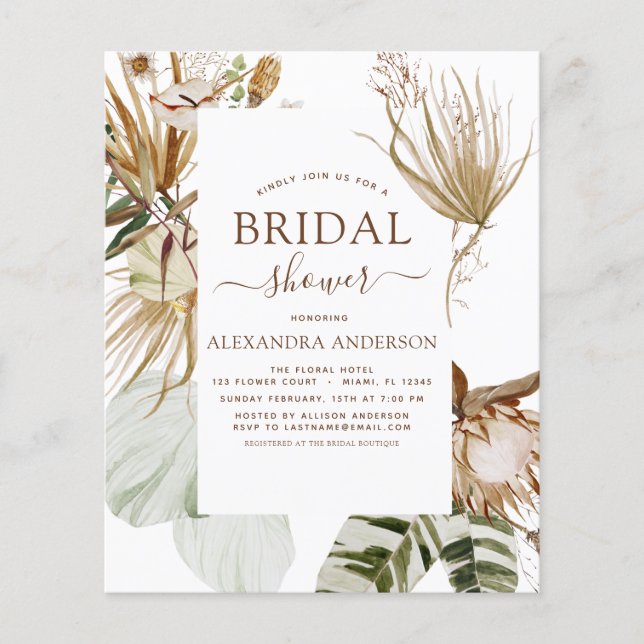 Budget Pampas Grass Boho Tropical Brautparty Fl Flyer (Vorne)