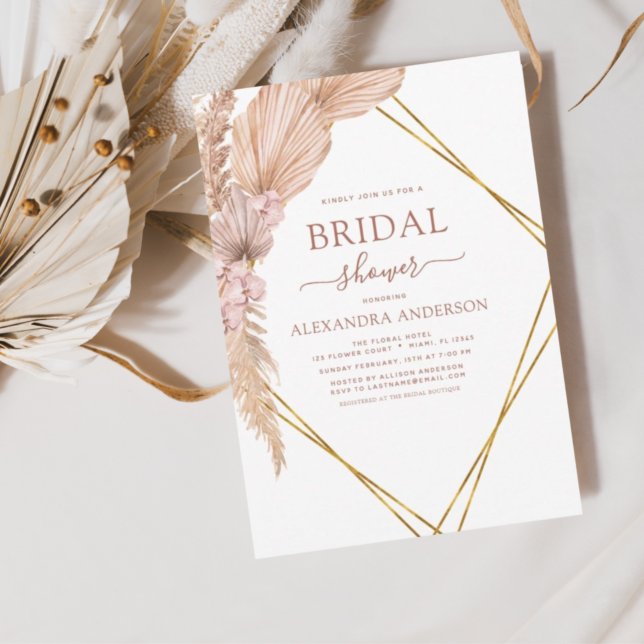 Budget Pampas Grass Brautparty Boho Einladung (Von Creator hochgeladen)