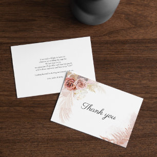 Budget Pampas Grass Floral Hochzeit Danke Karte