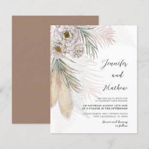 Budget Pampas Grass & Floral Hochzeit Einladung