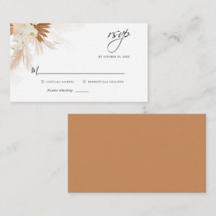 Budget Pampas Grass Floral Wedding RSVP Card Mitteilungskarte