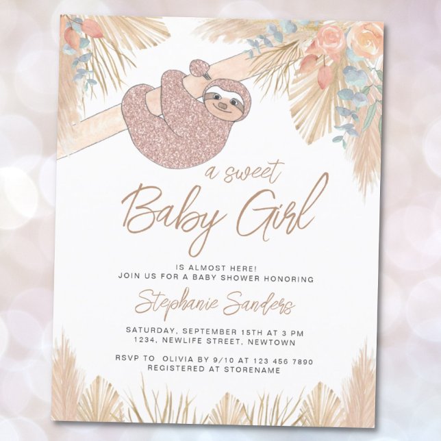 Budget Pampas Grass Girl's Baby Shower Einladung (Von Creator hochgeladen)