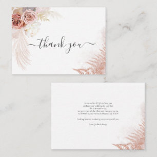 Budget Pampas Grass Terracotta Wedding Vielen Dank Mitteilungskarte