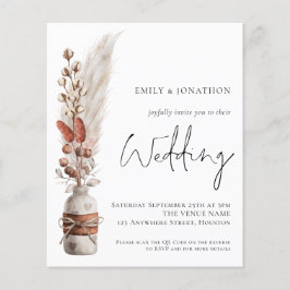 Budget Pampas Grasses QR Code Einladung Hochzeitsf