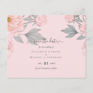 BUDGET PÄONIEN Pink Sage Pfirsich Hochzeit Flyer