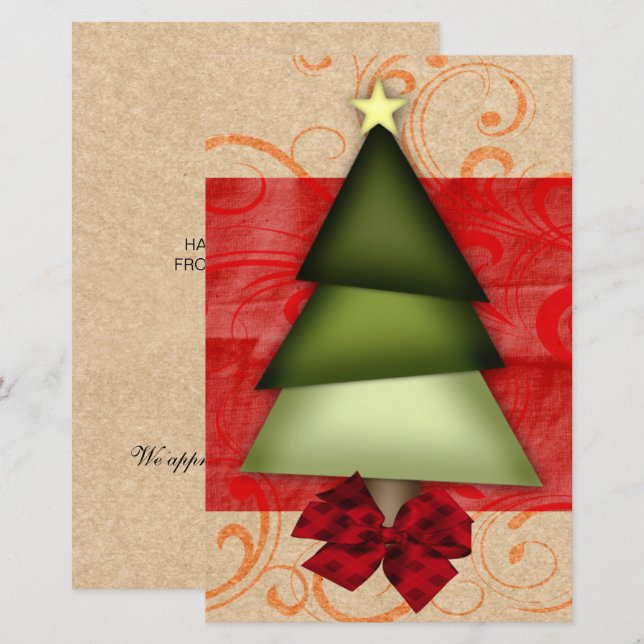 Budget Paper Christmas Tree Business Holiday Card (Vorne/Hinten)