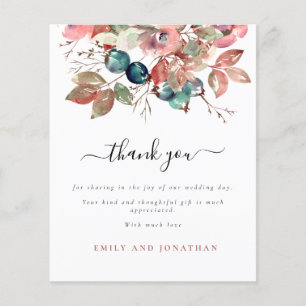 Budget Papier Flyer Rosa Blumige Hochzeit Danke
