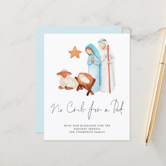 Budget Pas De Lit Carte De Noël De Nativité Lit (Devant/Arrière en situation)