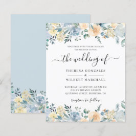 Budget Pastel Dusty Blue Wedding Einladung