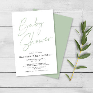 Budget Pastel Green Script Baby Dusche FLYER