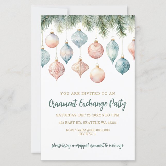Budget Pastel Ornament Exchange Christmas Party (Vorderseite)
