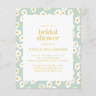 Budget Pastel Sage Green Daisies Brautparty