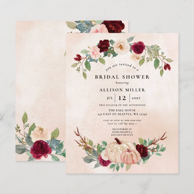 Budget Peach Burgundy Pumpkins Fall Brautparty (Vorne/Hinten)