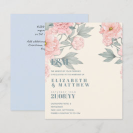 Budget Peach floral Dusty Blue Sage Leaf Hochzeit