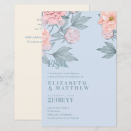 Budget Peach floral Dusty Blue Sage Leaf Hochzeit