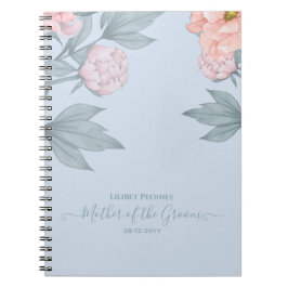 Budget Peach floral Dusty Blue Sage Leaf Hochzeit Notizblock