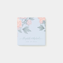 Budget Peach floral Dusty Blue Sage Leaf Hochzeit Post-it Klebezettel