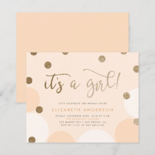 Budget Peach & Gold Confetti Girl Babydusche
