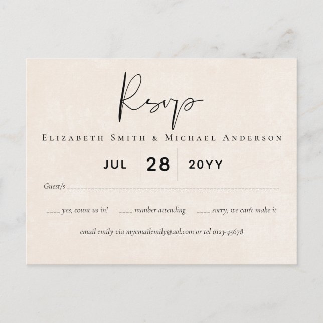 BUDGET Peach Gray Wedding Watercolor UAWG Postkarte (Vorderseite)