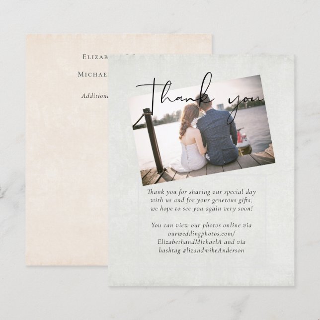 BUDGET Peach Gray Wedding Watercolor Vielen Dank (Vorne/Hinten)