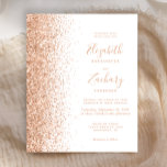 Budget Peach Imitats Glitzer Hochzeit Einladung<br><div class="desc">Die links Kulisse dieser eleganten,  modernen Hochzeitseinladung besticht durch einen Glitzer mit Pfirsichfarben und Imitaten. Der individuell anpassbare Text kombiniert Pfirsichhandschriften,  Copperplate und kursive Schriftart auf weißem Hintergrund. Auf der Rückseite ist ein passendes Pfirsichdesign für den Glitzer vorhanden.</div>