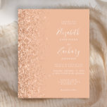 Budget Peach Imitats Glitzer Hochzeit Einladung<br><div class="desc">Die links Kulisse dieser eleganten,  modernen Hochzeitseinladung besticht durch einen Glitzer mit Pfirsichfarben und Imitaten. Der anpassbare Text kombiniert weiße Handschrift,  Copperplate und kursiv Schriftart auf einem pfirsichfarbenen Hintergrund. Auf der Rückseite ist ein passendes Pfirsichdesign für den Glitzer vorhanden.</div>