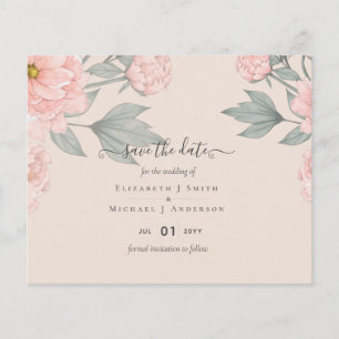 BUDGET PEONIES Pink Sage Peach Wedding Flyer