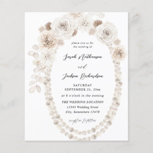 Budget Perlen & Weiße Blumen Hochzeit Flyer