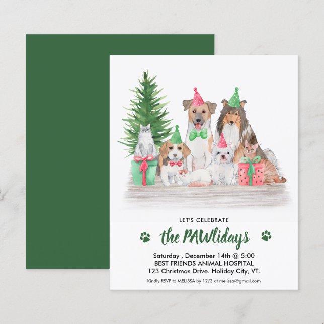 Budget Pet Business Hund Katze Weihnachten Einladu (Vorne/Hinten)