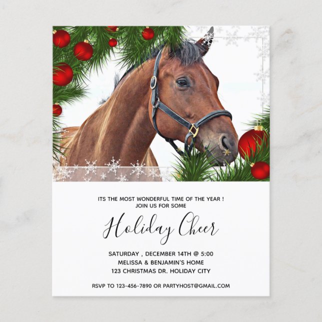 Budget Pferde Weihnachten Niedliche Pony Einladung (Vorderseite)