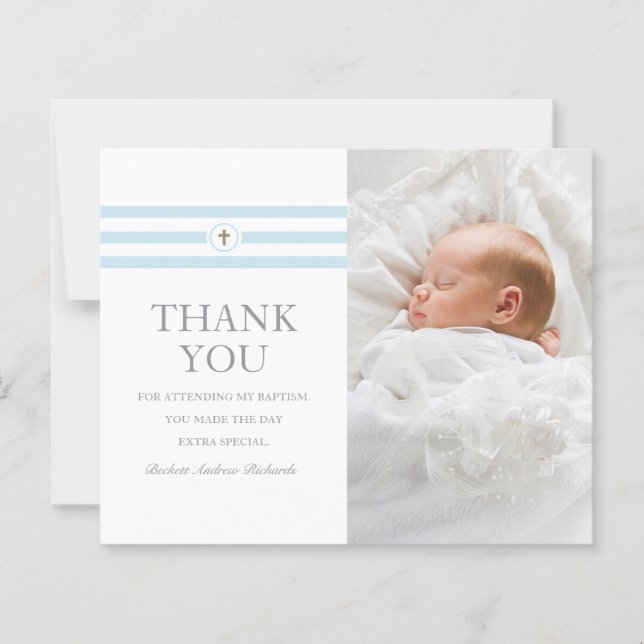Budget Photo Baptême & Christening Carte de remerc (Devant)