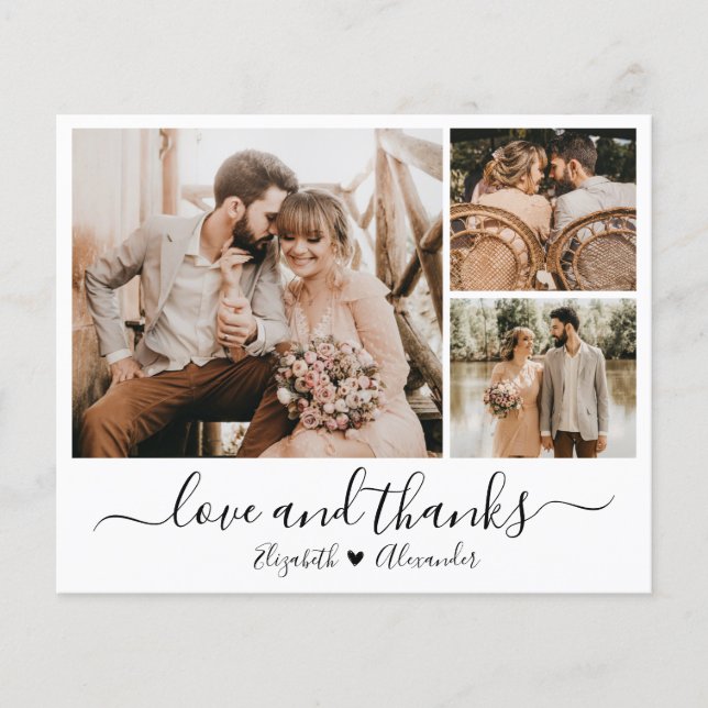 Budget Photo Collage Wedding Thank You Card (Vorderseite)