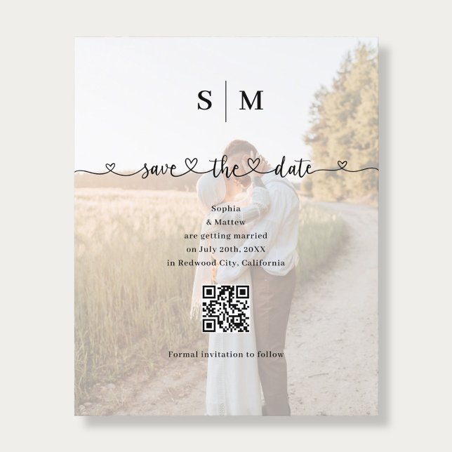 Budget Photo Heart Script Wedding Save the Date Flyer (Von Creator hochgeladen)