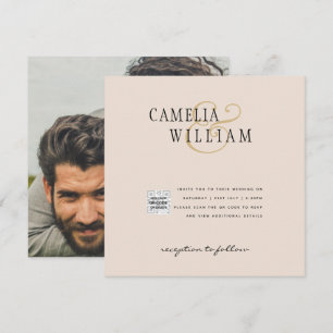 Budget Photo Mariage Invitations Crème Champagne