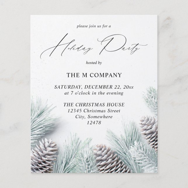 Budget Pine Cone & Snow Holiday Party Flyer (Vorne)