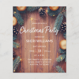 Budget Pine & Gold Ornament Rustikales Weihnachtsf Flyer