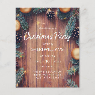 Budget Pine & Gold Ornament Rustikales Weihnachtsf Flyer