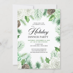 Budget Pine Holly Corporate Dinner Party Einladung